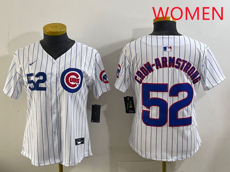 Women 2025 Chicago Cubs #52 Crow-Armstrong White Stripe Game Nike MLB Jersey style 3->women mlb jersey->Women Jersey